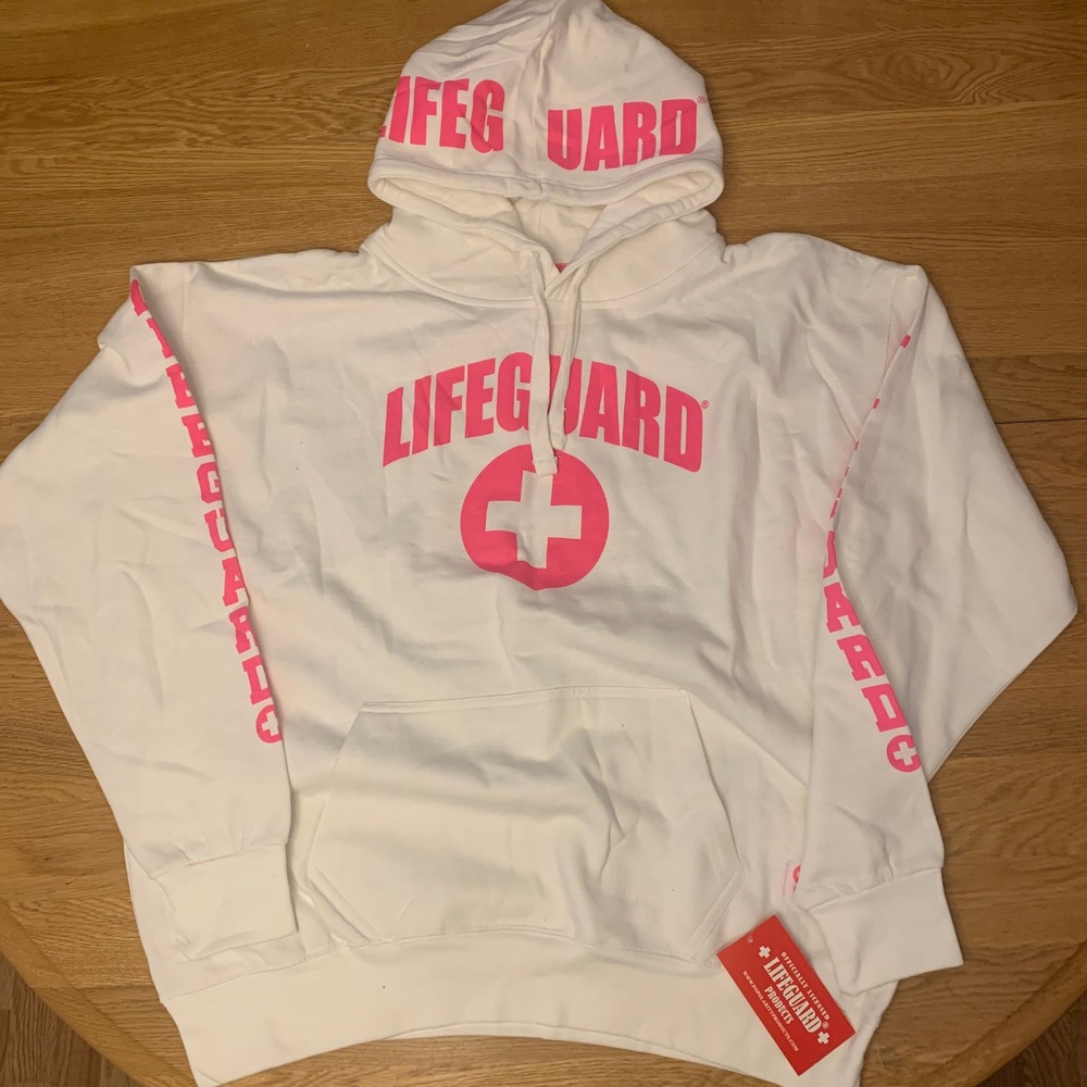 Lifeguard White Pink Pullover Hoodie Adult XXL NWT - Picture 1 of 5